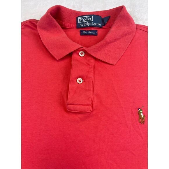 Polo by Ralph Lauren Pima Interlock Men's Polo Shirt Size L Red 100% Cotton Logo - Picture 3 of 9